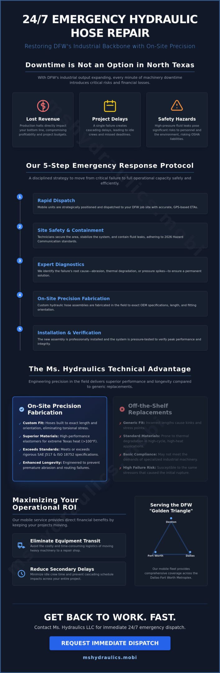 24 Hour Hydraulic Hose Repair Dallas: On-Site Emergency Service (2026)